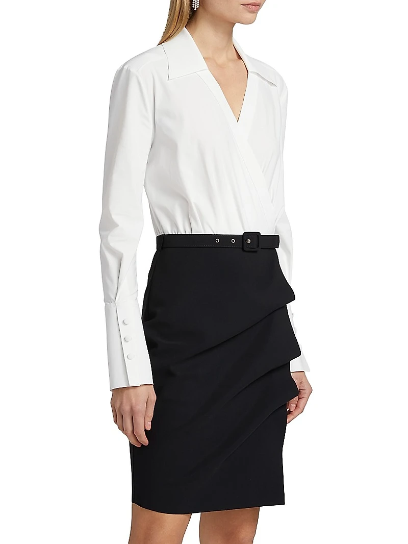 Faro Bic Colorblocked Belted Midi-Shirtdress