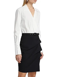 Faro Bic Colorblocked Belted Midi-Shirtdress