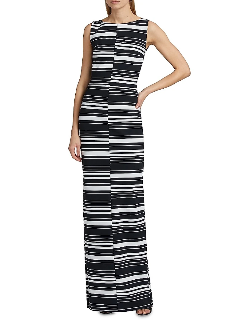 Lostri Striped Jersey Column Maxi Dress
