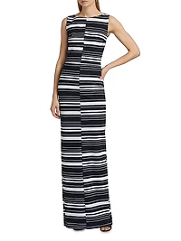 Lostri Striped Jersey Column Maxi Dress