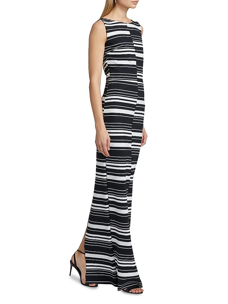 Lostri Striped Jersey Column Maxi Dress