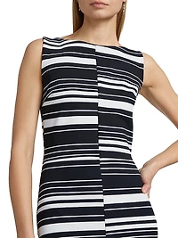 Lostri Striped Jersey Column Maxi Dress