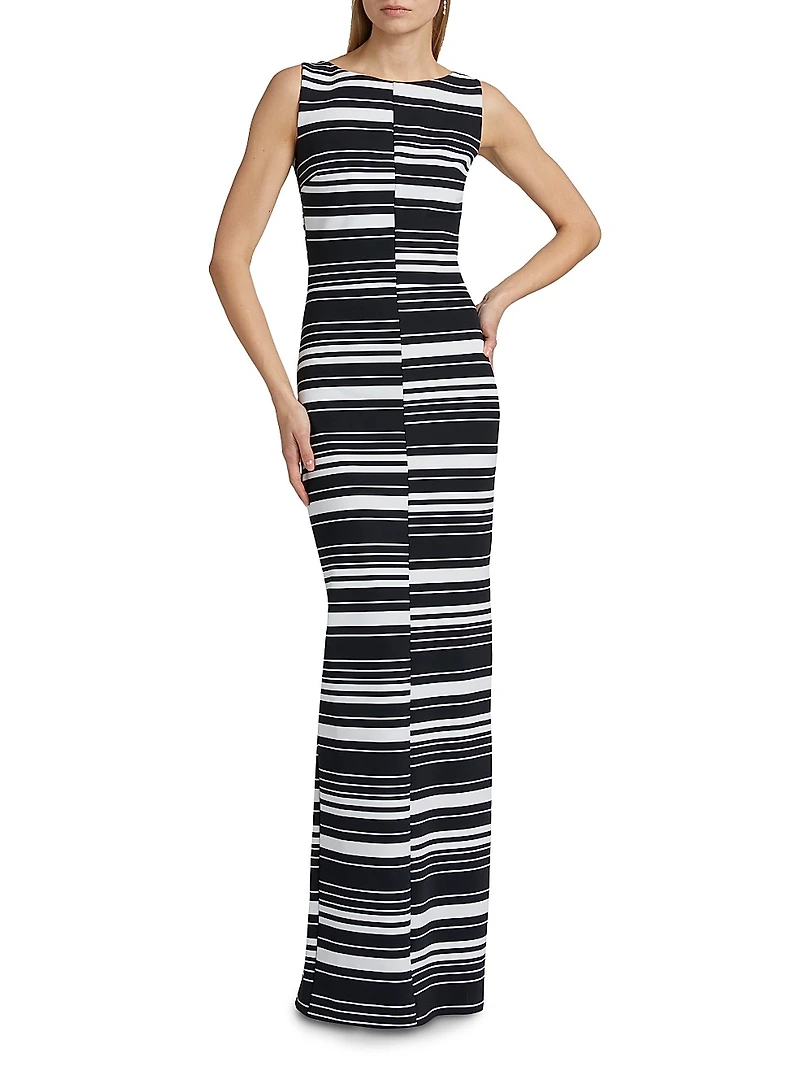 Lostri Striped Jersey Column Maxi Dress