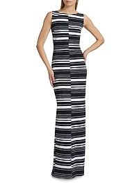 Lostri Striped Jersey Column Maxi Dress