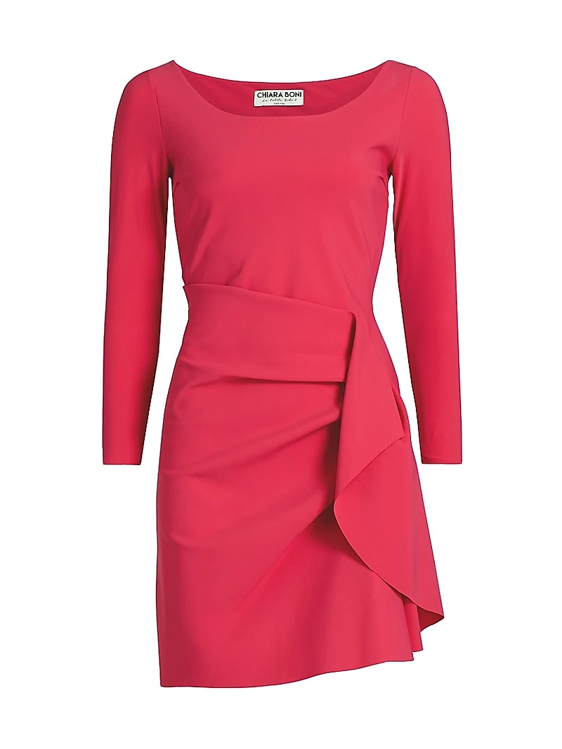 Ghioi Ruched Jersey Scoopneck Minidress