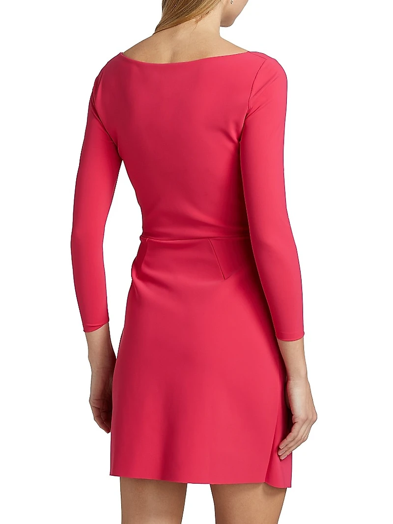 Ghioi Ruched Jersey Scoopneck Minidress