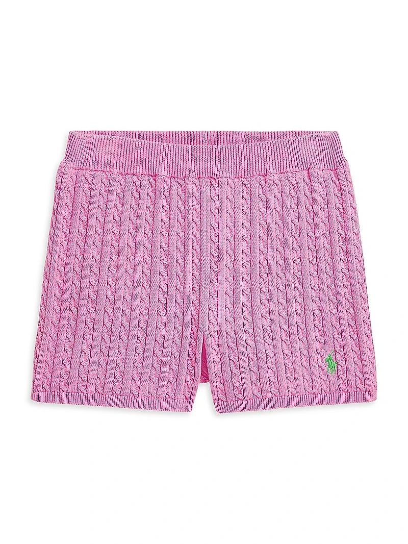 Little Girl's & Girl's Cable-Knit Cotton Shorts