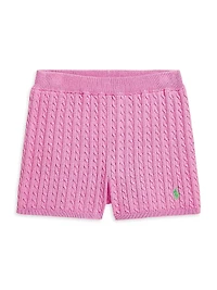 Little Girl's & Girl's Cable-Knit Cotton Shorts