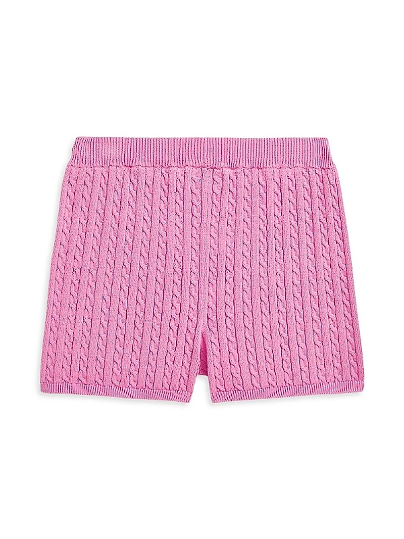 Little Girl's & Girl's Cable-Knit Cotton Shorts