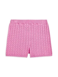 Little Girl's & Girl's Cable-Knit Cotton Shorts