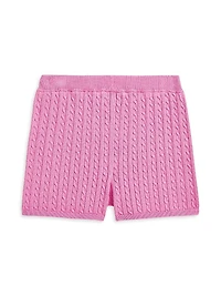 Little Girl's & Girl's Cable-Knit Cotton Shorts