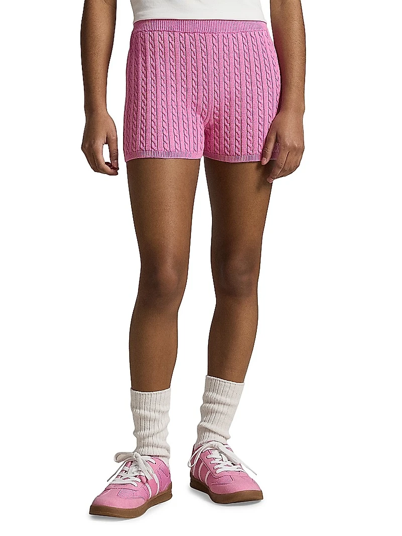 Little Girl's & Girl's Cable-Knit Cotton Shorts