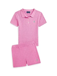 Little Girl's & Girl's Cable-Knit Cotton Shorts