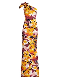 Gosia Floral Jersey One-Shoulder Gown