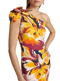 Gosia Floral Jersey One-Shoulder Gown