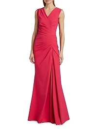 Melia Ruched Jersey V-Neck Gown