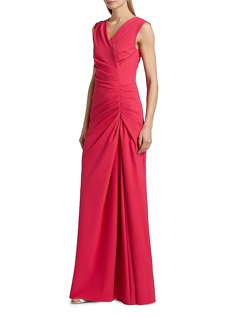 Melia Ruched Jersey V-Neck Gown
