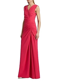 Melia Ruched Jersey V-Neck Gown