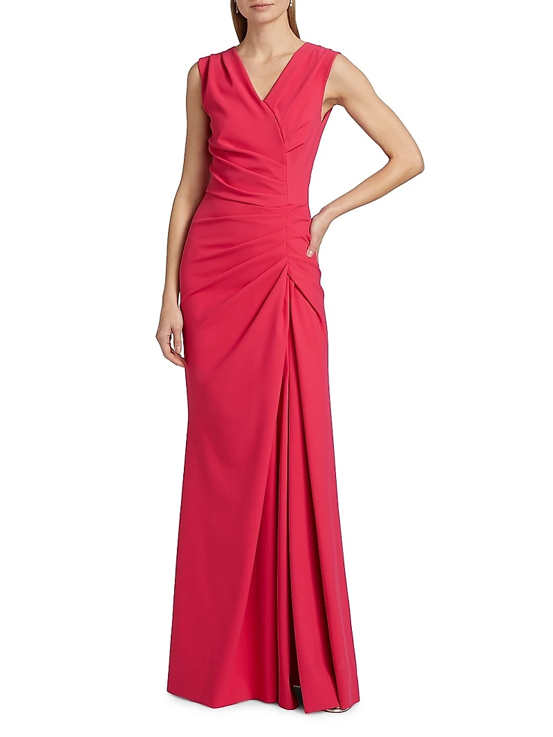 Melia Ruched Jersey V-Neck Gown
