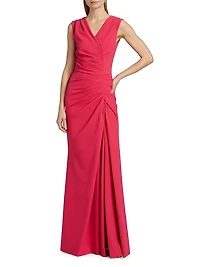 Melia Ruched Jersey V-Neck Gown