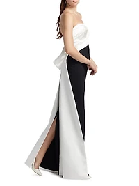 Reyka Colorblocked Bow-Detailed Strapless Gown