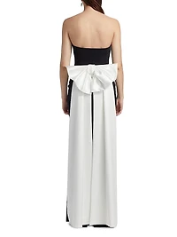 Reyka Colorblocked Bow-Detailed Strapless Gown