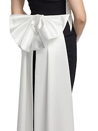 Reyka Colorblocked Bow-Detailed Strapless Gown