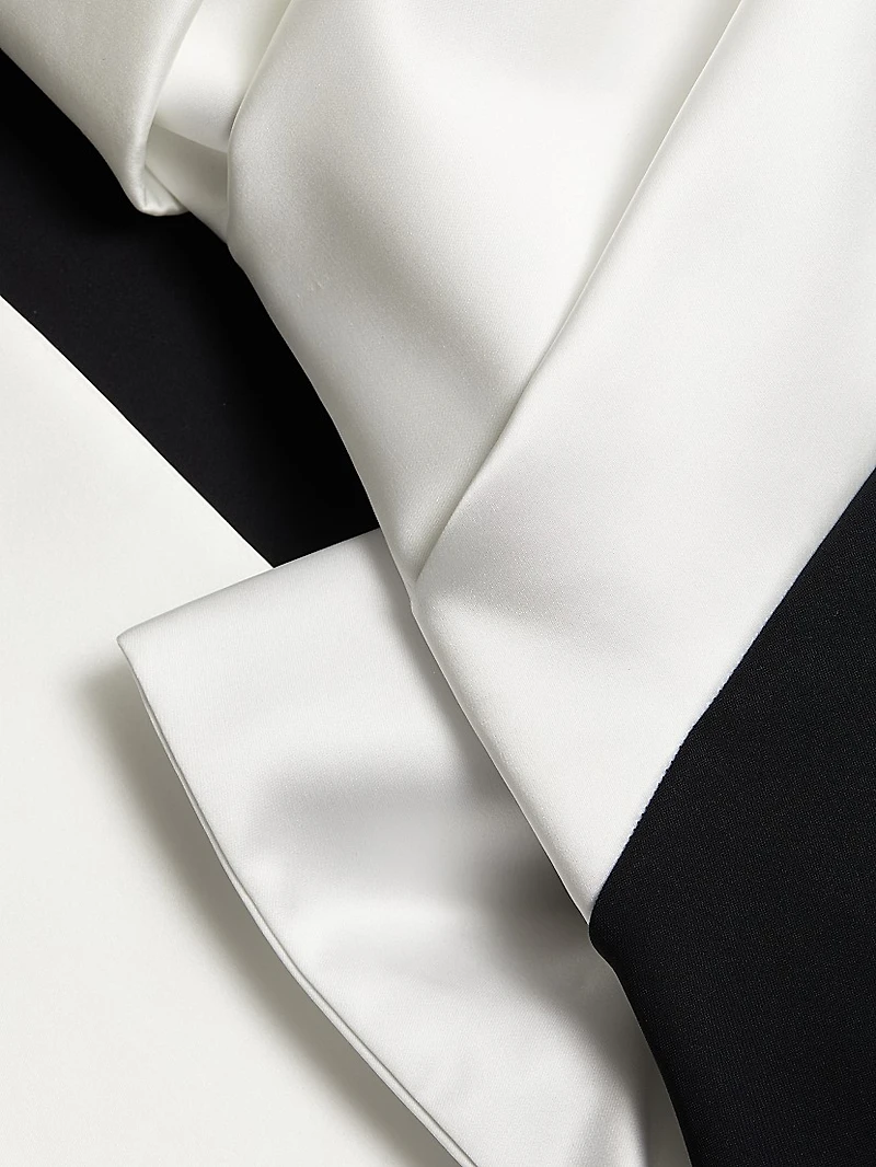 Reyka Colorblocked Bow-Detailed Strapless Gown