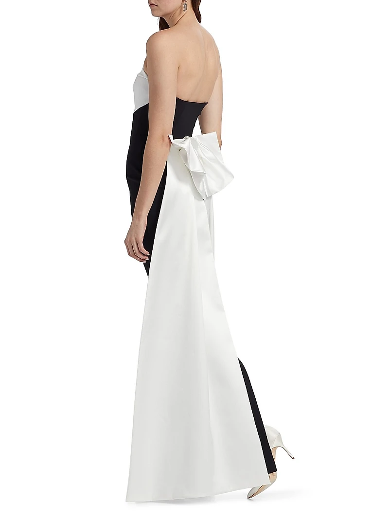Reyka Colorblocked Bow-Detailed Strapless Gown