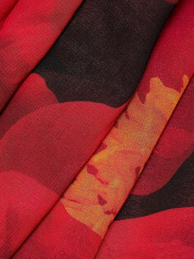 Simin Floral Chiffon Surplice Maxi Dress