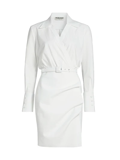 Faro Ruched V-Neck Belted Shirtdress