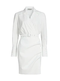 Faro Ruched V-Neck Belted Shirtdress