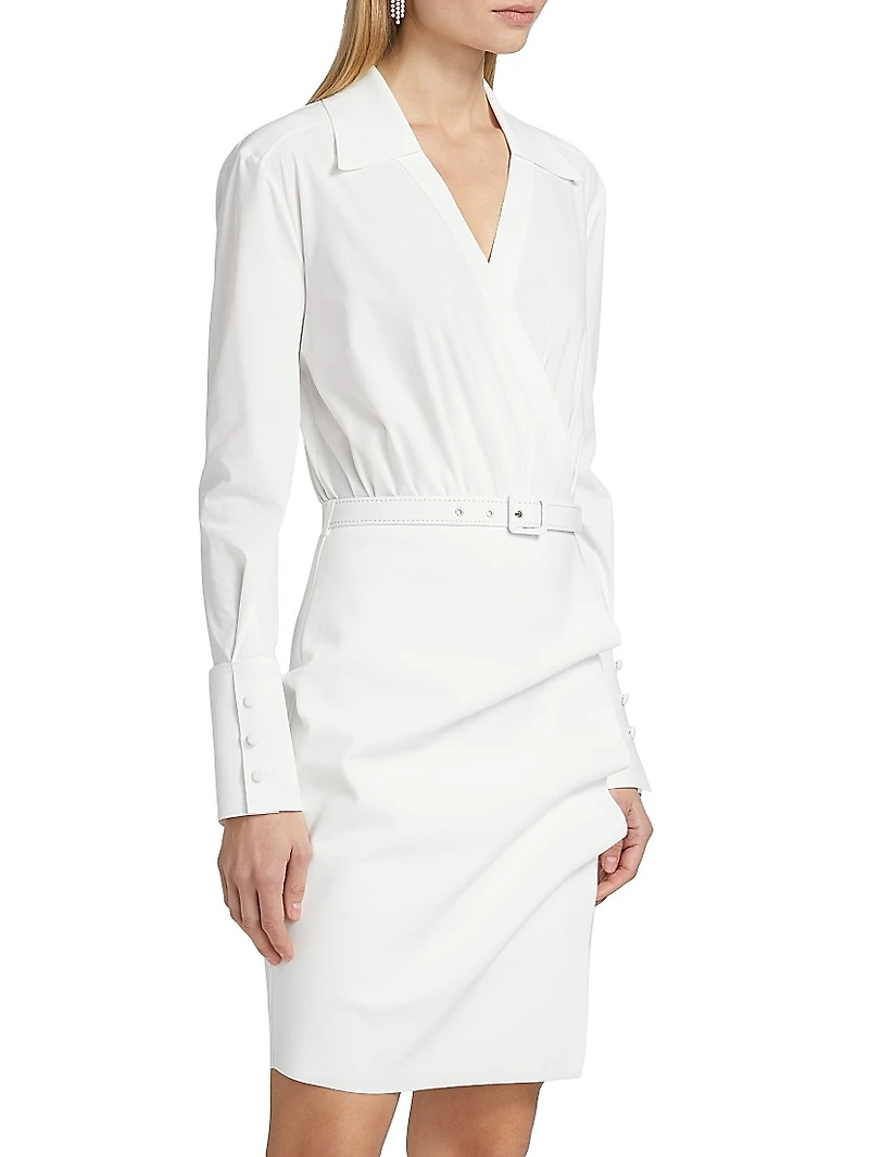 Faro Ruched V-Neck Belted Shirtdress