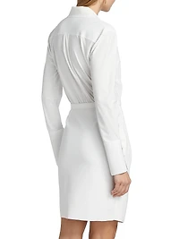 Faro Ruched V-Neck Belted Shirtdress