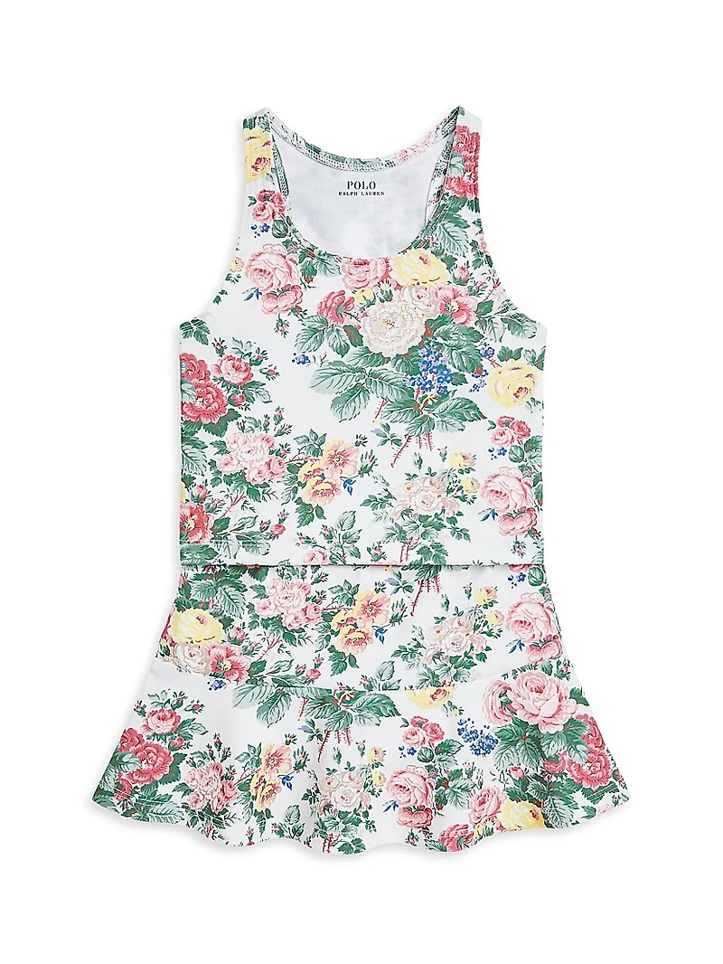 Little Girl's & 2-Piece Floral Top Skirt Set