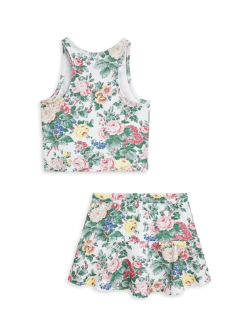 Little Girl's & 2-Piece Floral Top Skirt Set