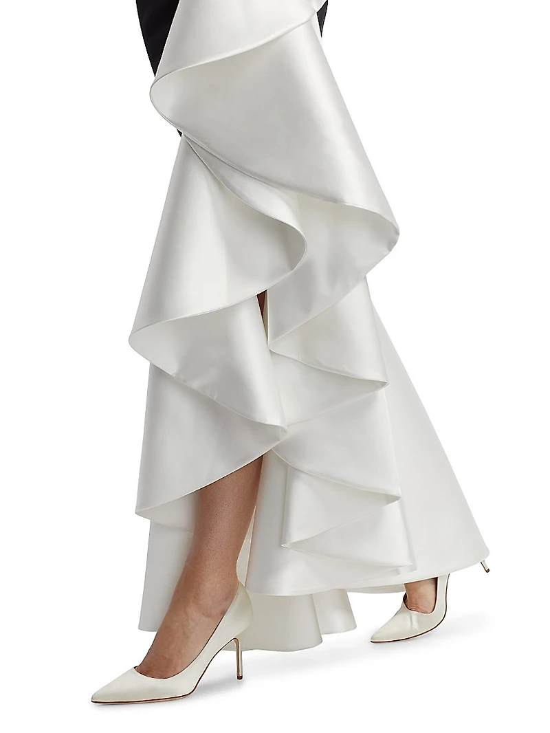 Ayat Ruffled Colorblocked Strapless Gown