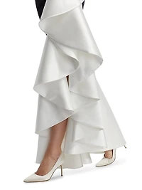 Ayat Ruffled Colorblocked Strapless Gown