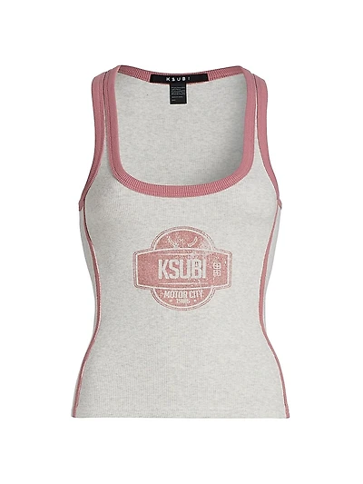 Logo-Print Stretch-Cotton Ribbed Tank