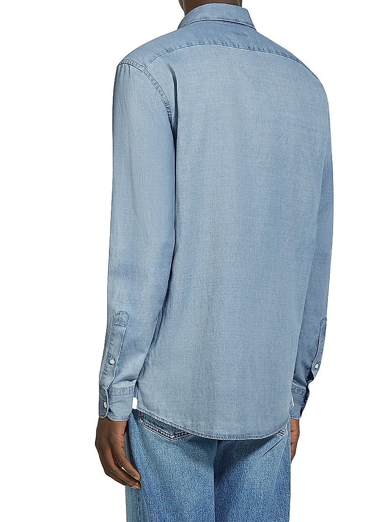 Bleached Cotton and Linen Denim Shirt
