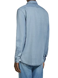 Bleached Cotton and Linen Denim Shirt