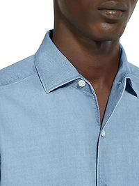 Bleached Cotton and Linen Denim Shirt