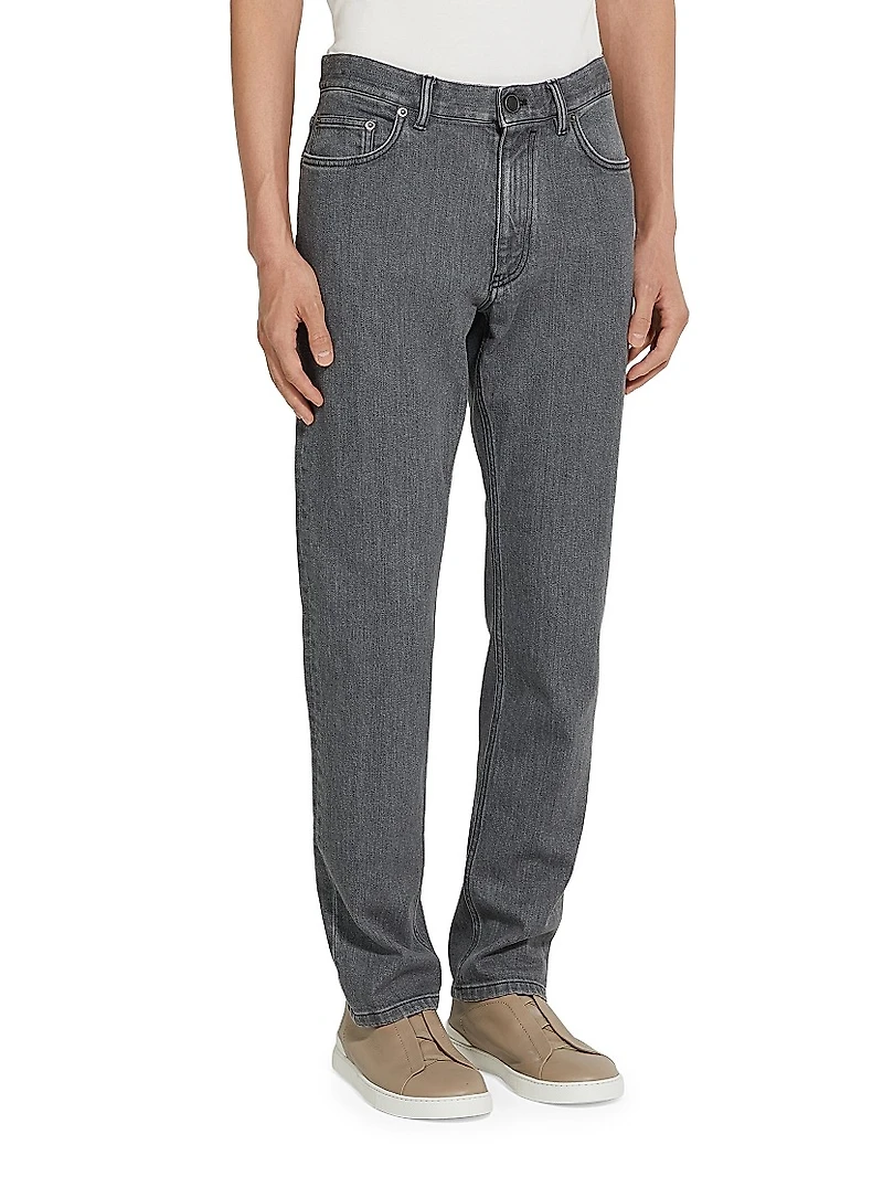 Washed Stretch Cotton Roccia Jeans