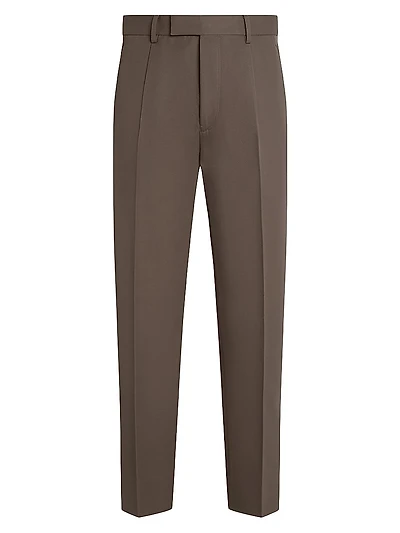 Single-Pleated Cotton and Wool Pants