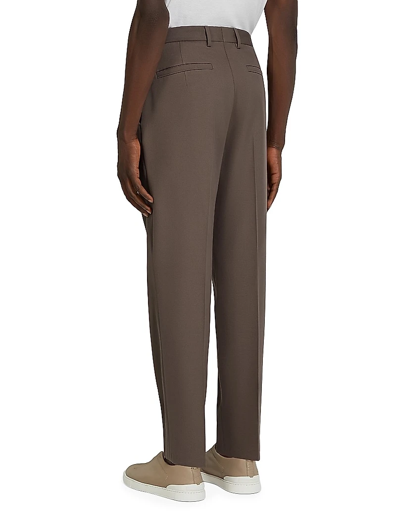Single-Pleated Cotton and Wool Pants