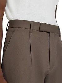 Single-Pleated Cotton and Wool Pants