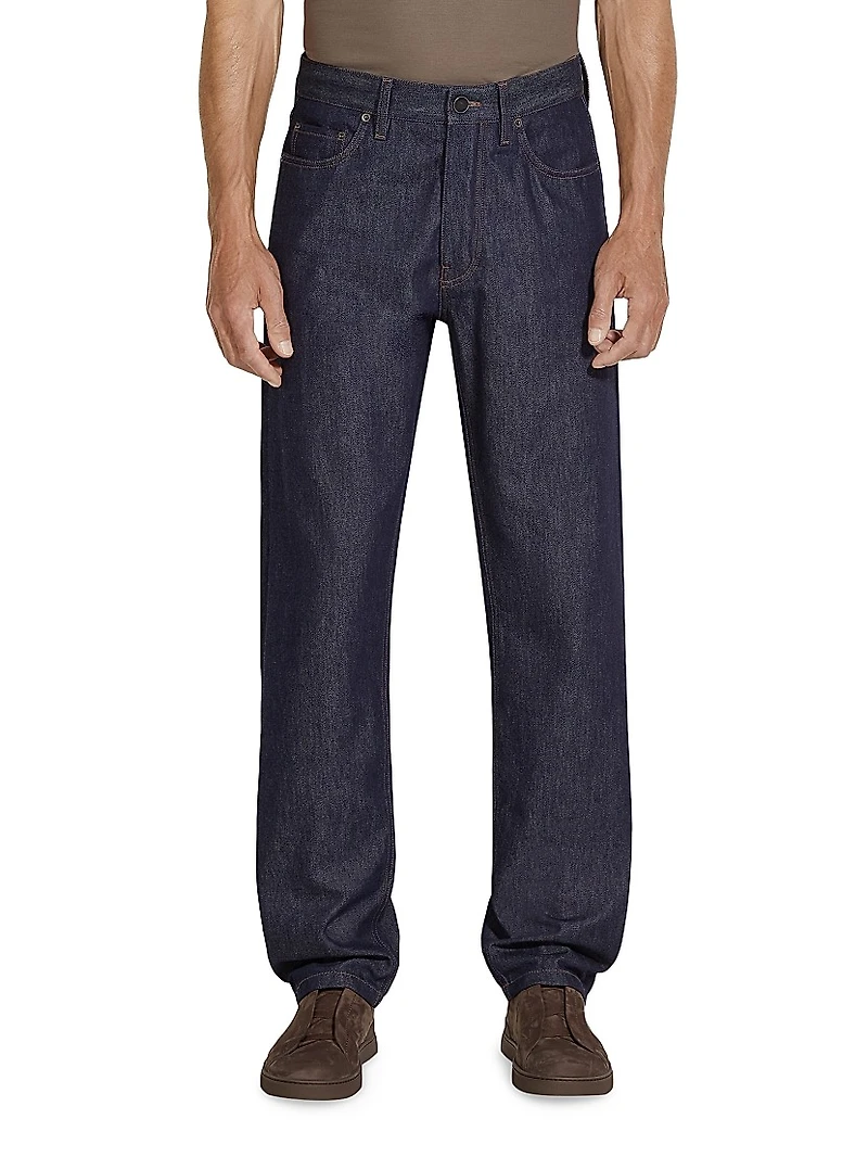 Rinse-Washed Cotton and Silk Roccia Jeans