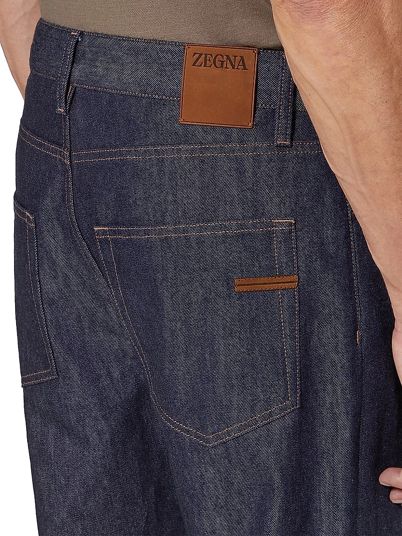 Rinse-Washed Cotton and Silk Roccia Jeans