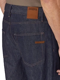 Rinse-Washed Cotton and Silk Roccia Jeans