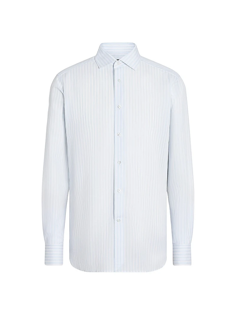 Macro-Striped Cotton and Linen Shirt